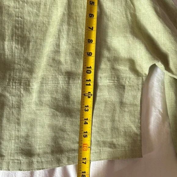 Ellen Tracy Olive Linen Top and pants set - Picture 11 of 15